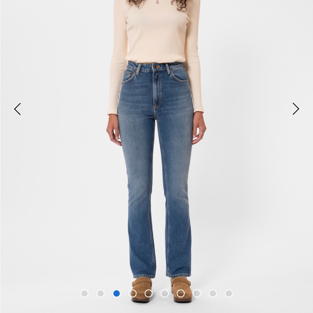 Rowdy Ruth Nudie Jeans Blue Flare Wide Leg Denim